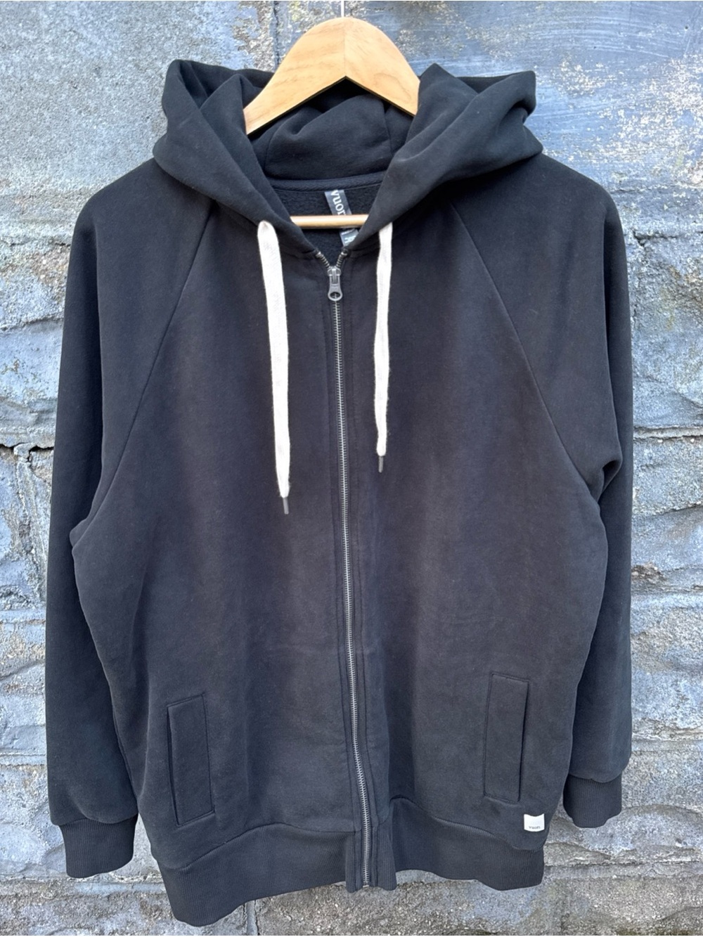 Vuori Restore Full Zip Hoodie M Black Organic Cotton Fleece Oversized VW251